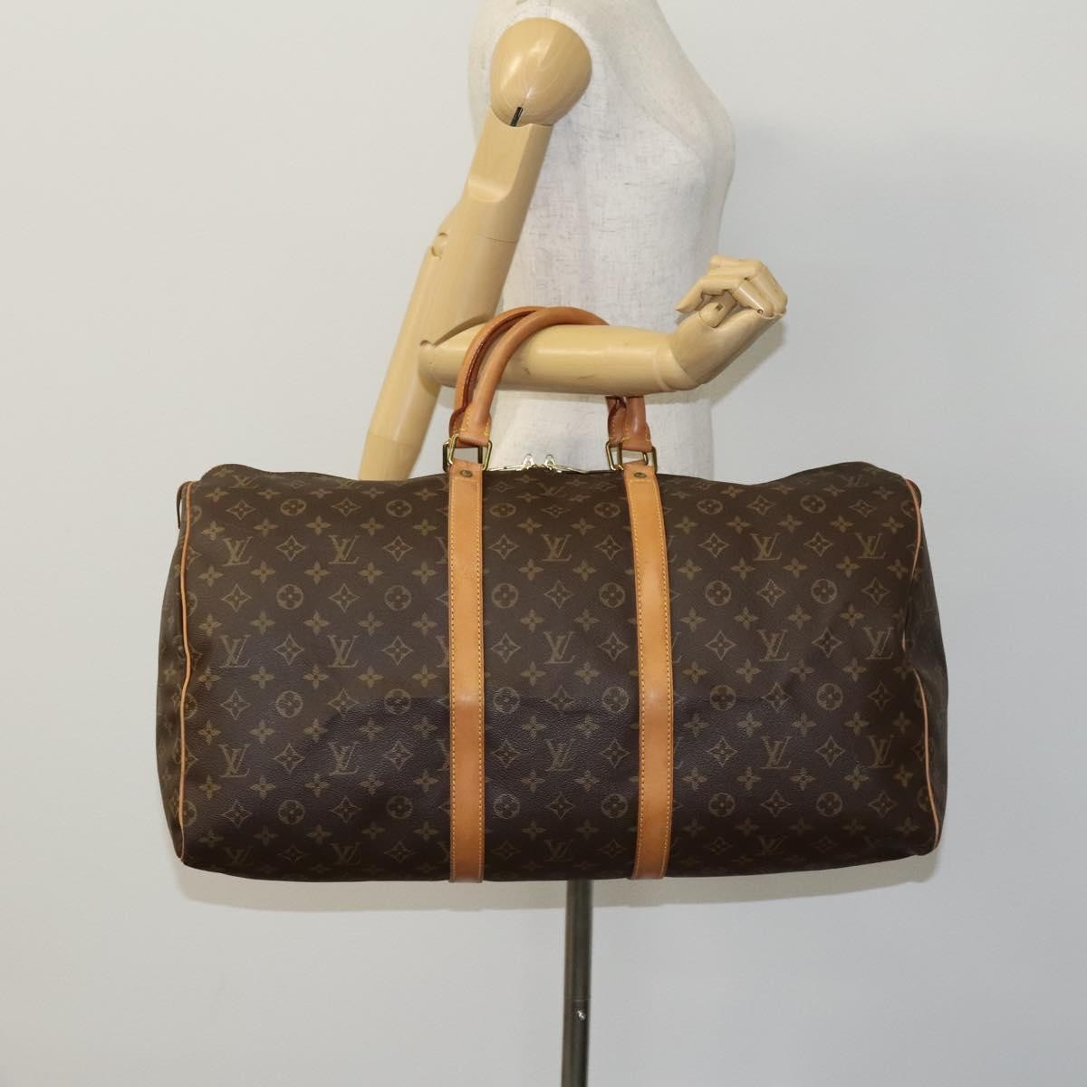 Louis Vuitton Keepall Bag Monogram Canvas, BROWN, CANVAS, Travel bag