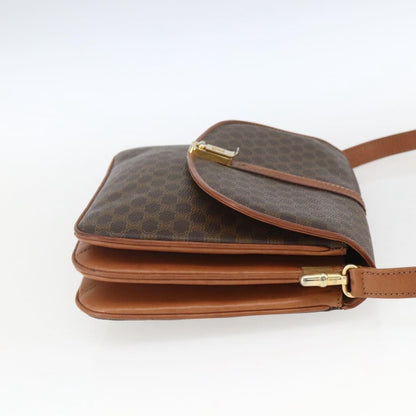 Celine Vintage Macadam Shoulder Bag Canvas and Leather, BROWN, CANVAS, Shoulder bag