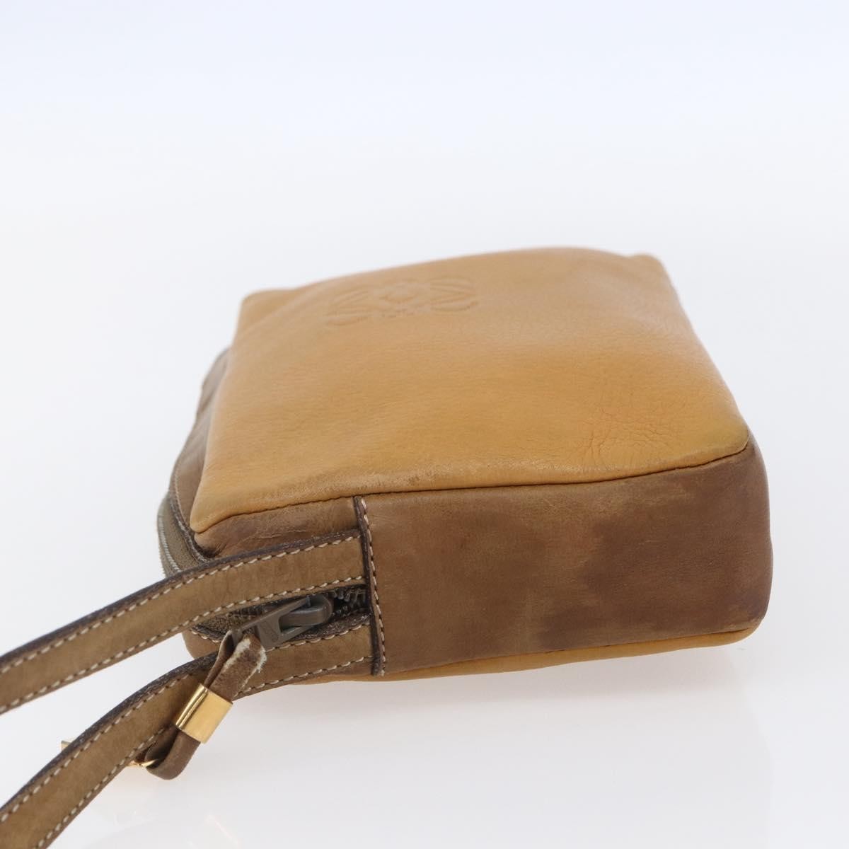 Loewe Anagram Clutch Bag Leather, BEIGE, LEATHER, Clutche & pouche