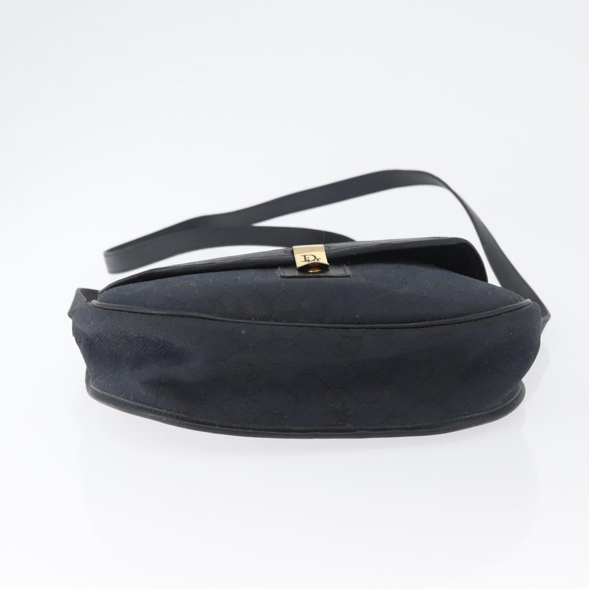 Christian Dior Vintage Honeycomb Flap Crossbody Bag Canvas and Leather, BLACK, CANVAS, Shoulder bag