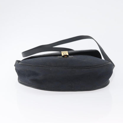 Christian Dior Vintage Honeycomb Flap Crossbody Bag Canvas and Leather, BLACK, CANVAS, Shoulder bag