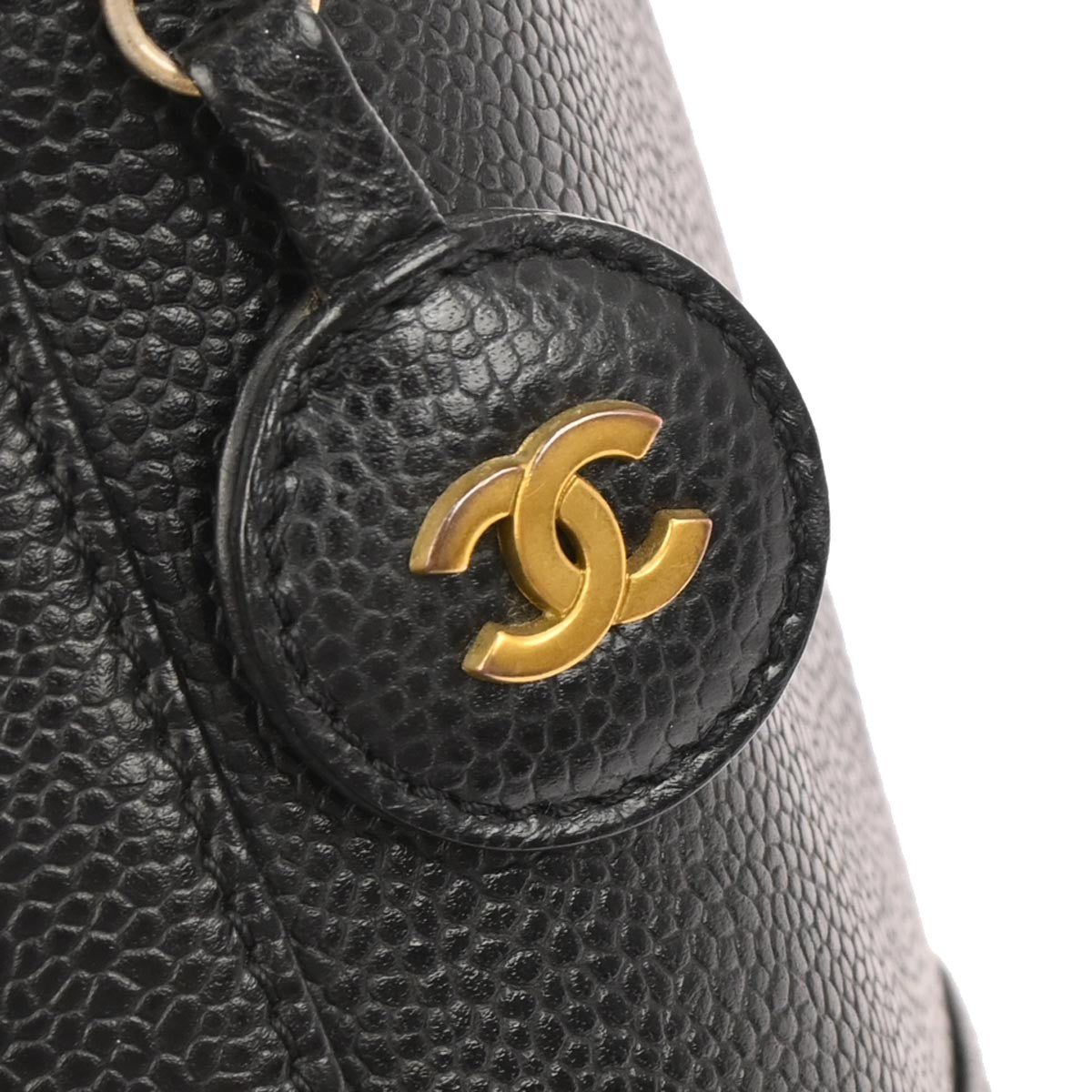 Chanel Vintage Timeless Cosmetic Case Caviar, BLACK, LEATHER, Handbag