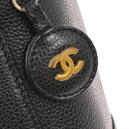 Chanel Vintage Timeless Cosmetic Case Caviar, BLACK, LEATHER, Handbag