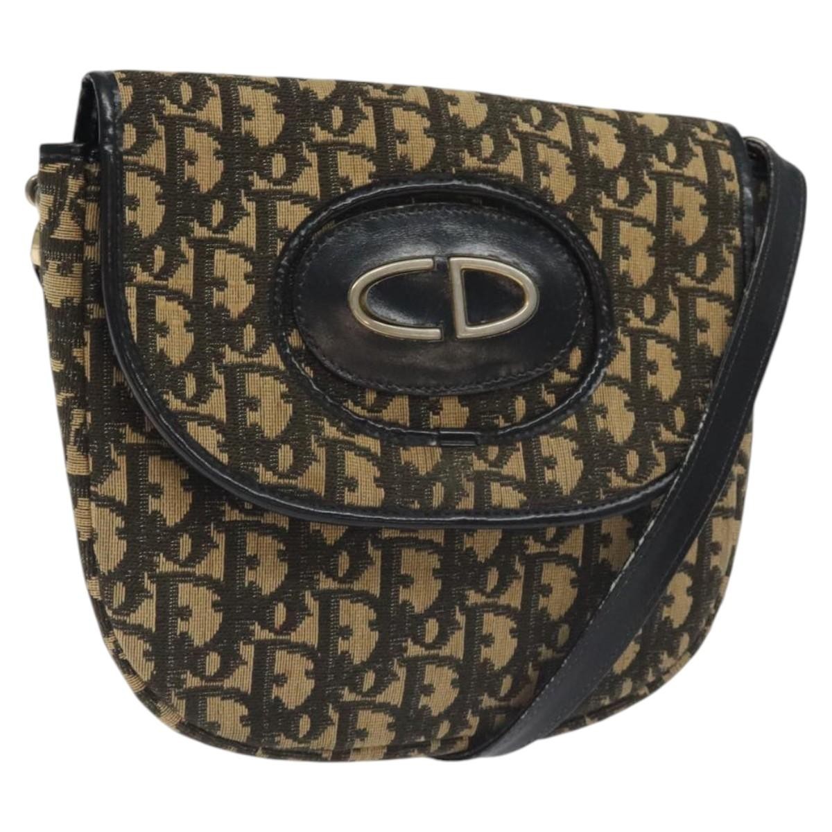 Christian Dior Vintage Flap Crossbody Bag Canvas, NAVY, CANVAS, Shoulder bag