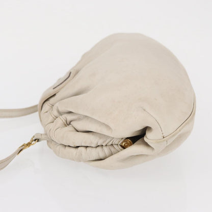 Celine Vintage Shoulder Bag Leather, WHITE, LEATHER, Shoulder bag