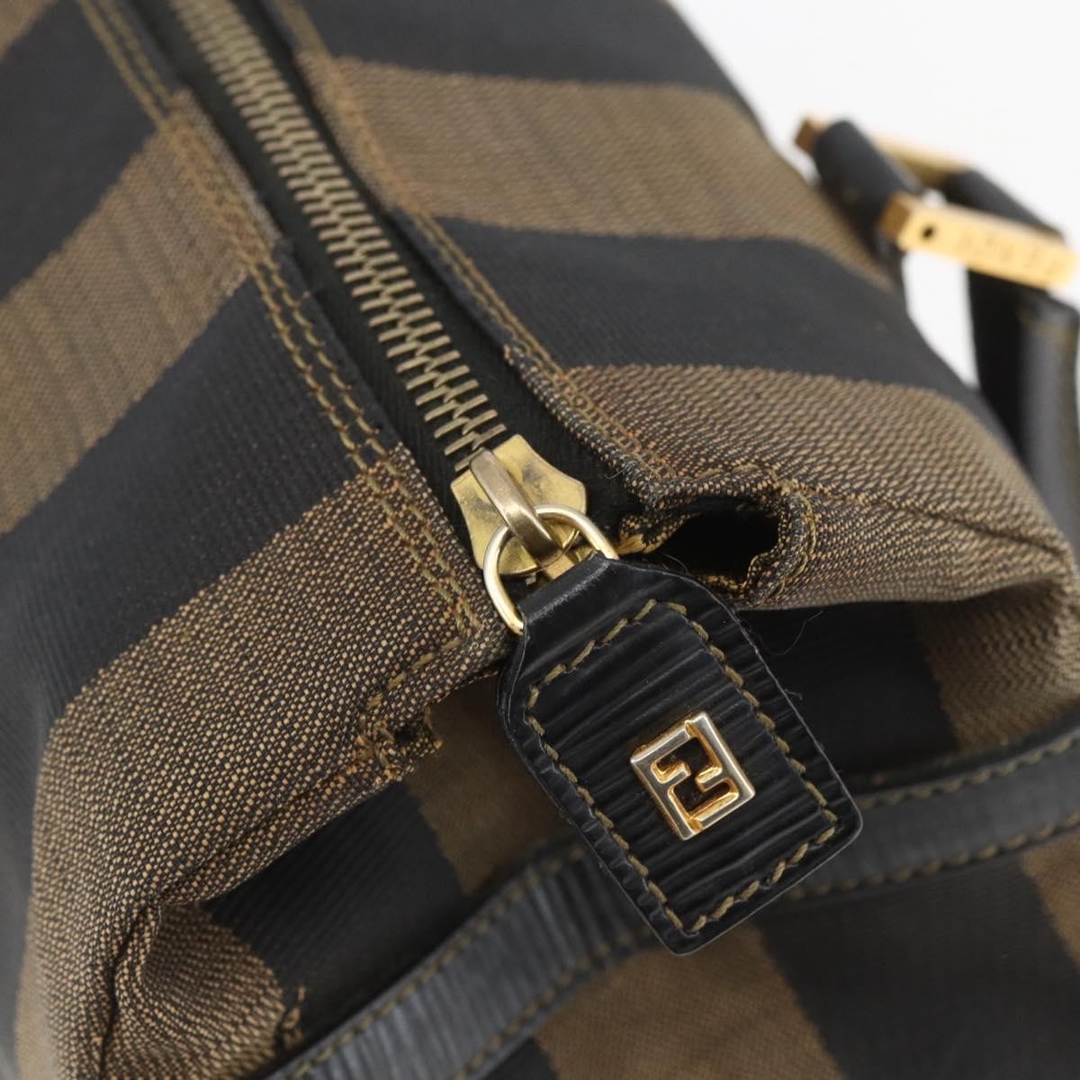 Fendi Vintage Pequin Convertible Boston Bag Coated Canvas, BROWN, CANVAS, Travel bag