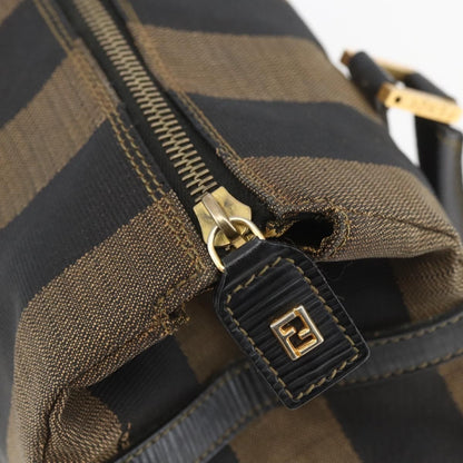 Fendi Vintage Pequin Convertible Boston Bag Coated Canvas, BROWN, CANVAS, Travel bag