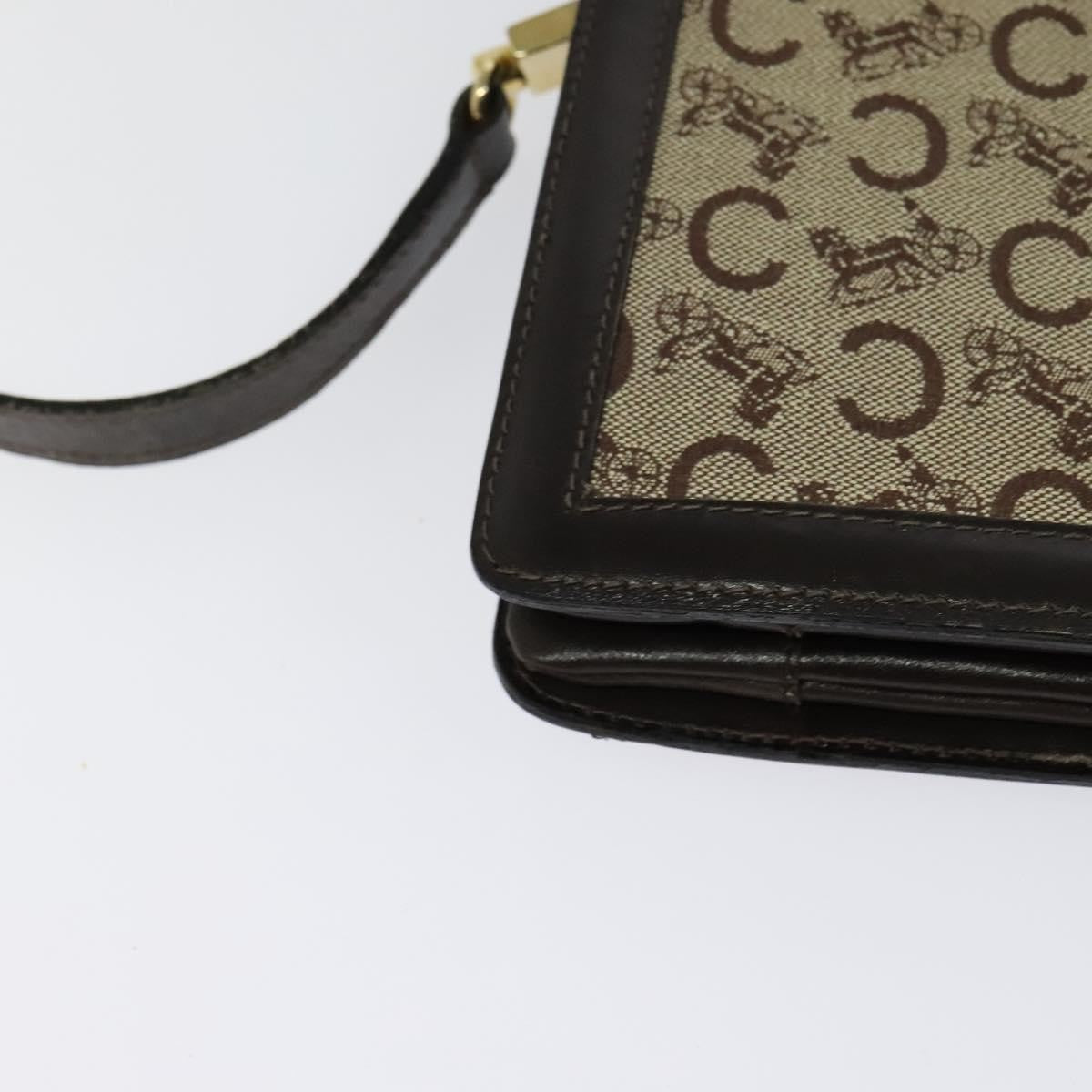Celine C Sulky Shoulder bag Canvas and Leather, BROWN, CANVAS, Shoulder bag