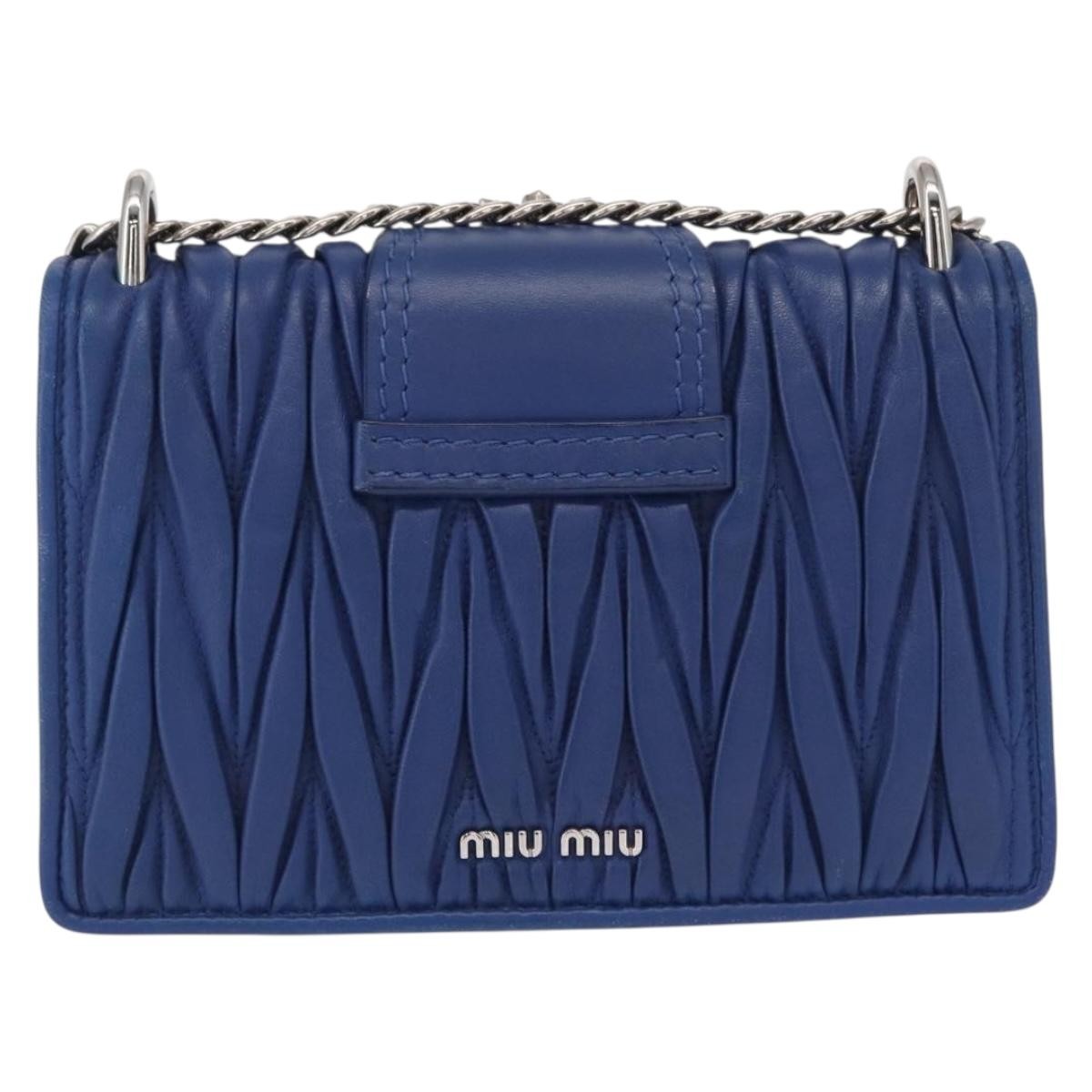 Miu Miu Madras Crystal Buckle Shoulder Bag Leather, Blue, Leather, Shoulder Bag