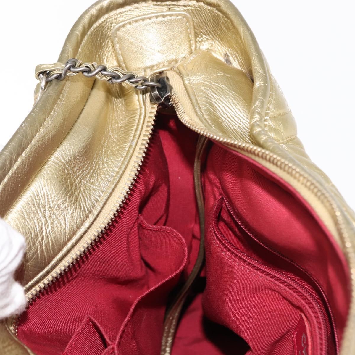 Chanel Gabrielle Hobo Quilted Metallic Aged Calfskin, GOLD, LEATHER, Shoulder bag