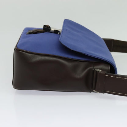 Prada Impunturato Buckle Flap Messenger Bag Canvas, BLUE, CANVAS, Shoulder bag