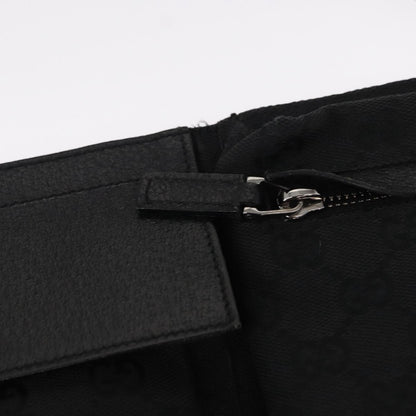 Gucci Vintage Double Belt Bag GG Canvas with Leather, BLACK, CANVAS, Shoulder bag