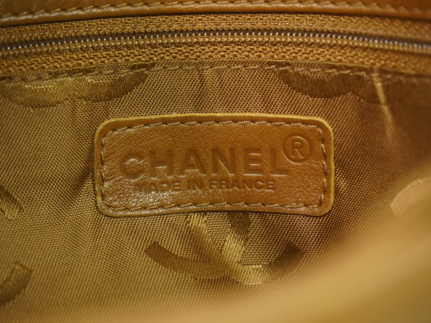 Chanel Vintage CC Tote Leather, BROWN, LEATHER, Tote bag