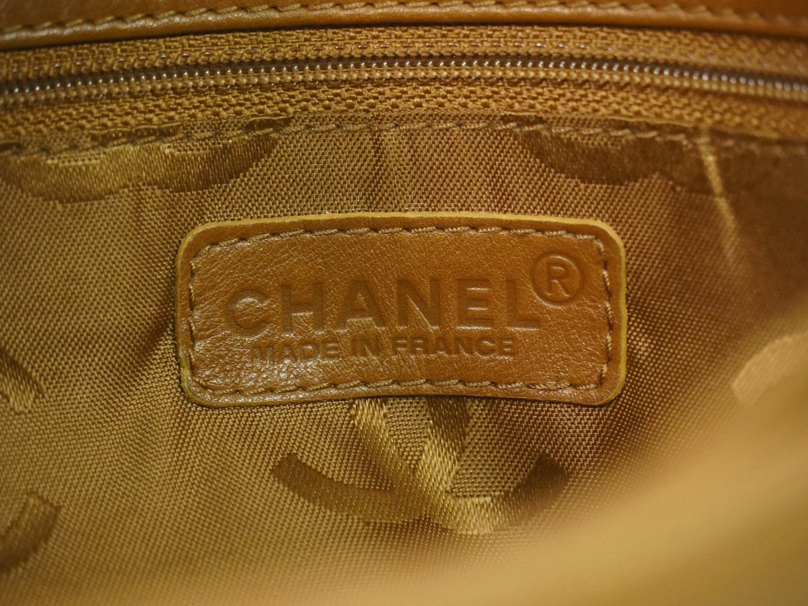 Chanel Vintage CC Tote Leather, BROWN, LEATHER, Tote bag