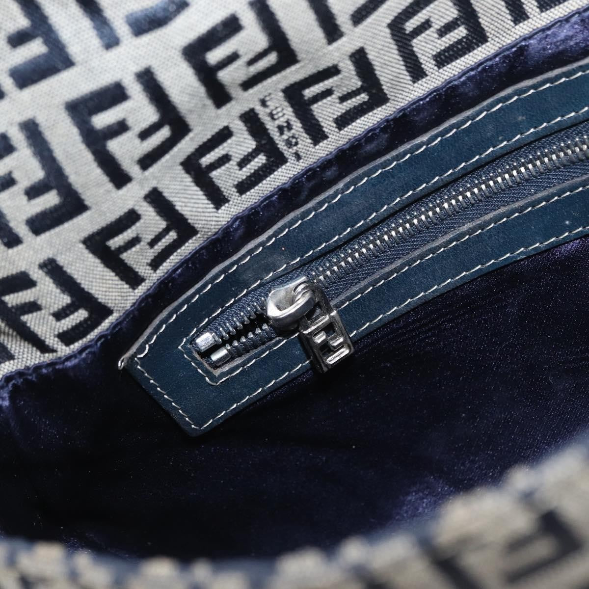 Fendi Baguette Bag Zucchino Canvas, NAVY, CANVAS, Shoulder bag