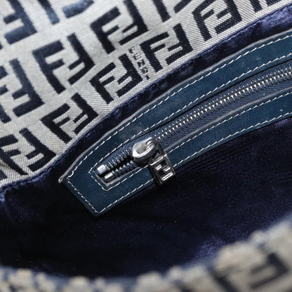 Fendi Baguette Bag Zucchino Canvas, NAVY, CANVAS, Shoulder bag