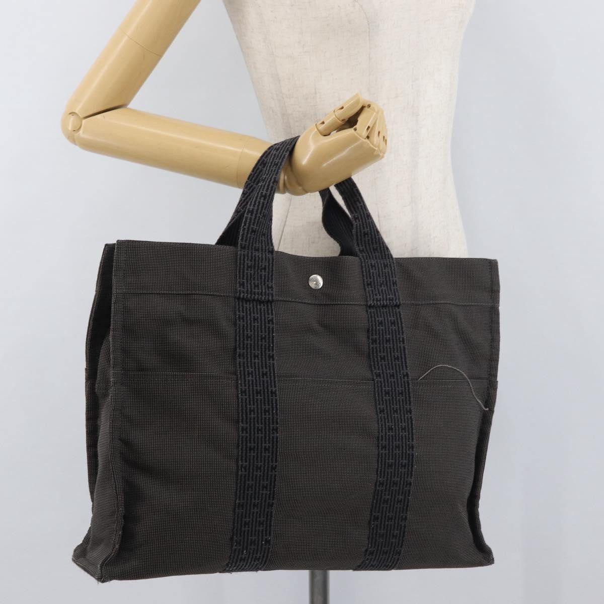 Hermes Fourre-tout Herline Canvas, Gray, Canvas, Tote Bag