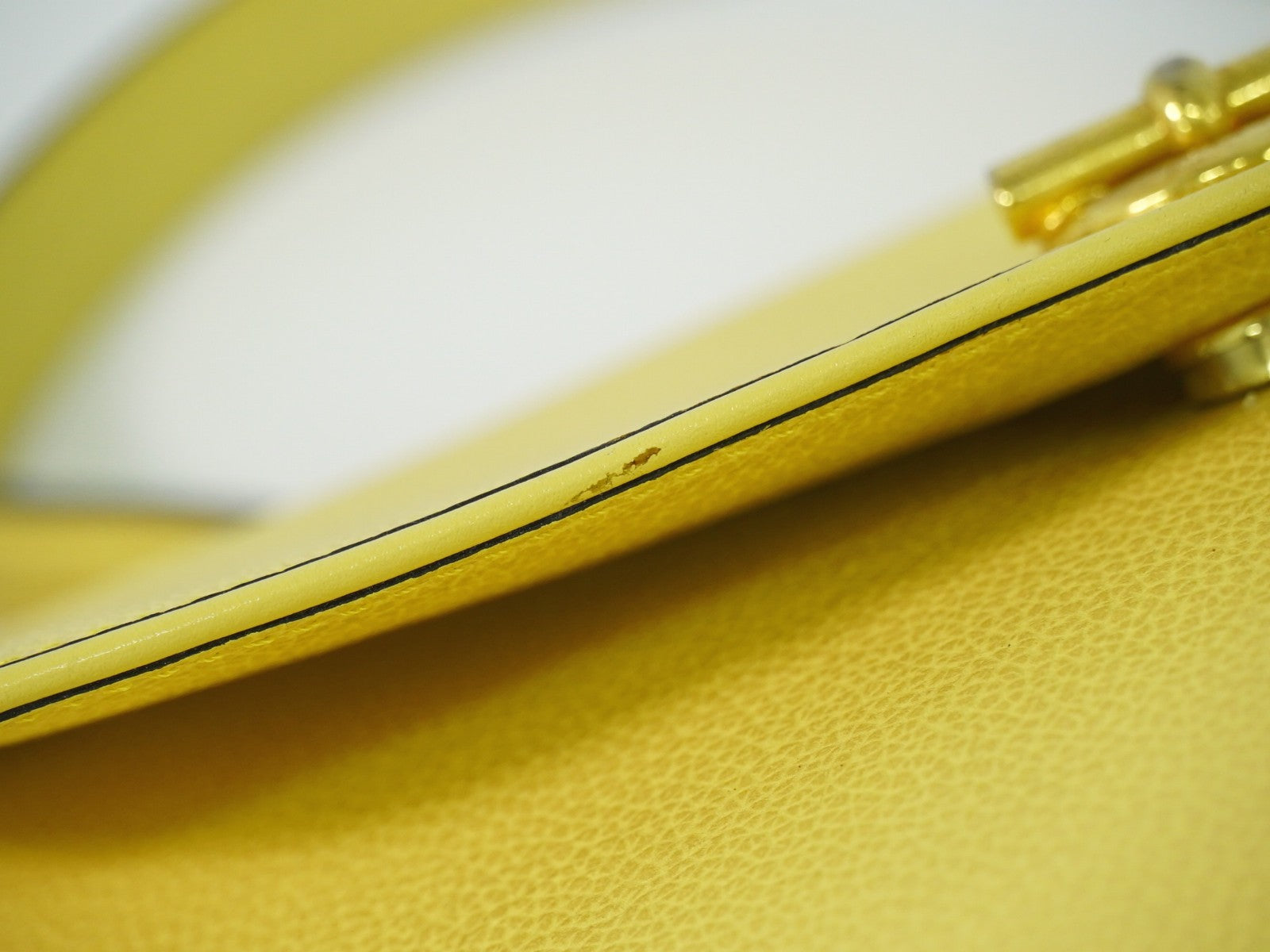 Celine Vintage Shoulder Bag Leather, YELLOW, LEATHER, Shoulder bag