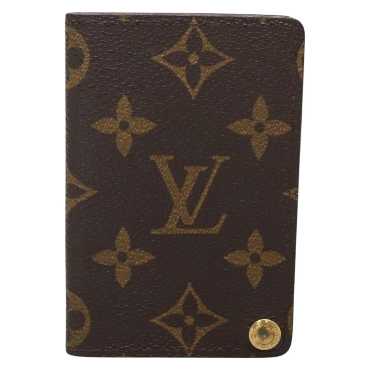 Louis Vuitton Porte Cartes Pression Card Case Monogram Canvas, BROWN, CANVAS, Card Holders