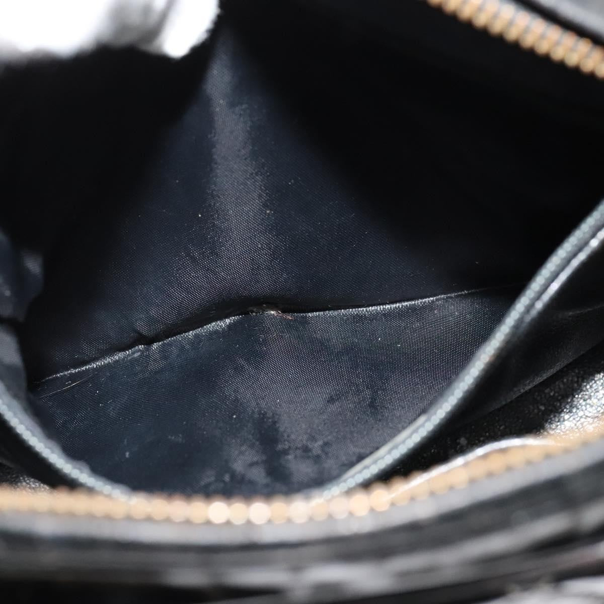 Chanel Vintage Square Front Pocket Camera Bag Quilted Patent, BLACK, LEATHER, Crossbody bag