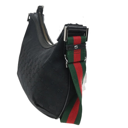 Gucci Half Moon Hobo Messenger GG Canvas, BLACK, CANVAS, Shoulder bag
