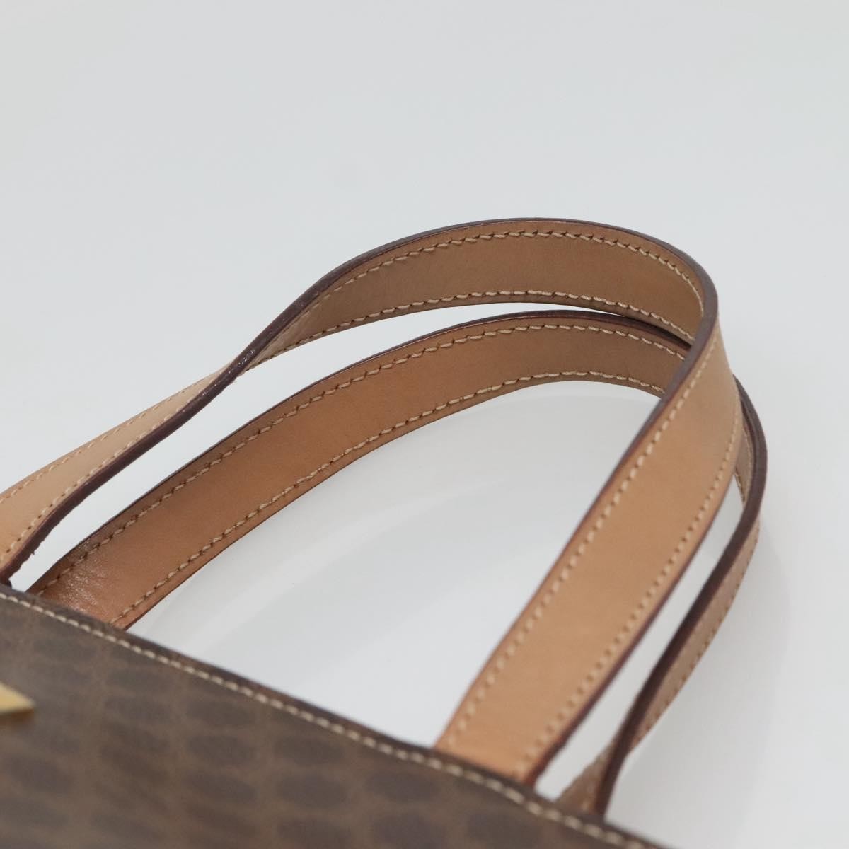 Celine Vintage Macadam Handbag Canvas and Leather, BROWN, CANVAS, Handbag
