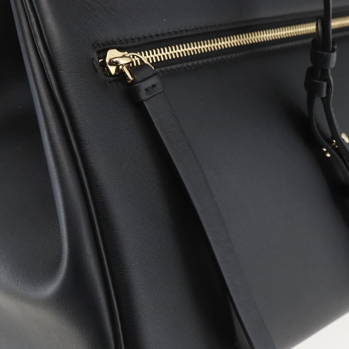 Salvatore Ferragamo Studio Satchel Leather, BLACK, LEATHER, Handbag