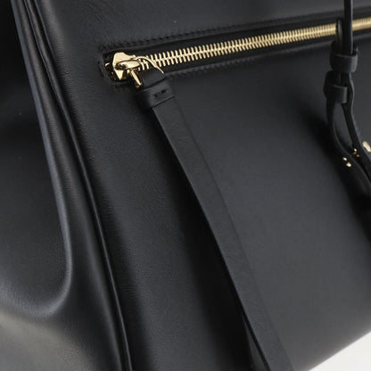 Salvatore Ferragamo Studio Satchel Leather, BLACK, LEATHER, Handbag