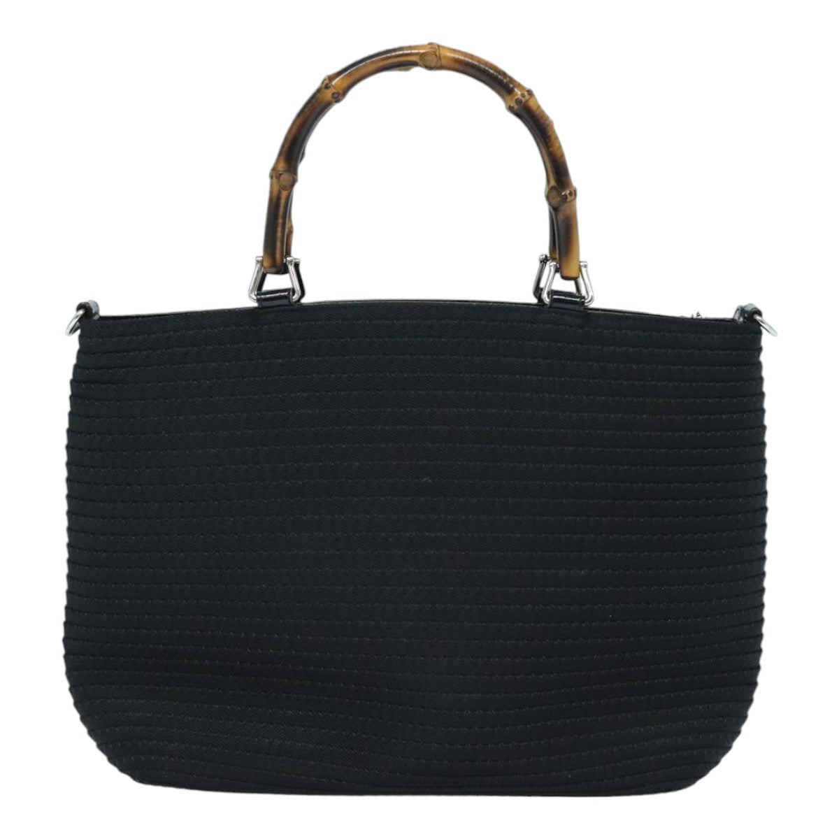 Gucci Vintage Bamboo Handle Tote Canvas, BLACK, CANVAS, Tote bag