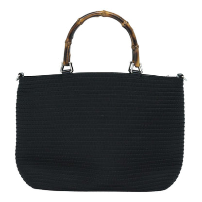Gucci Vintage Bamboo Handle Tote Canvas, BLACK, CANVAS, Tote bag