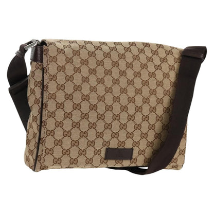Gucci Flap Messenger GG Canvas, BEIGE, CANVAS, Shoulder bag
