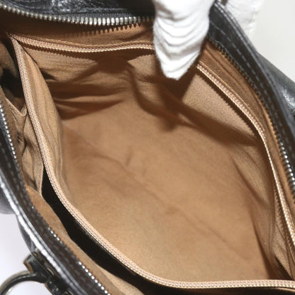 Salvatore Ferragamo Gancini handbag Leather, BLACK, LEATHER, Handbag