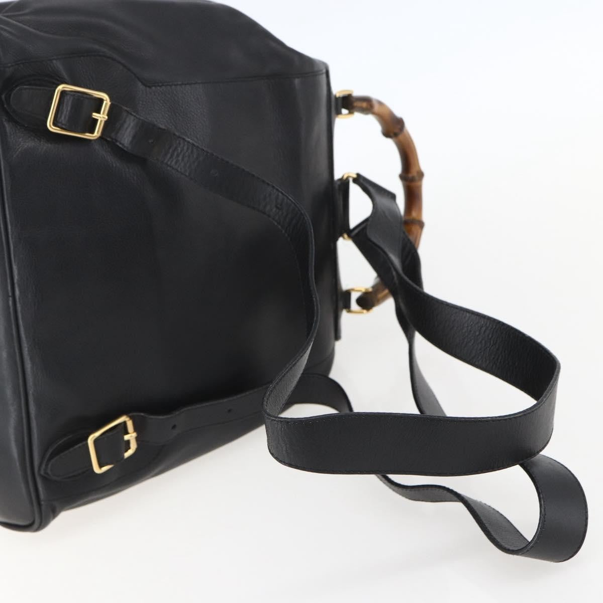 Gucci Vintage Bamboo Backpack Leather, BLACK, LEATHER, Backpack