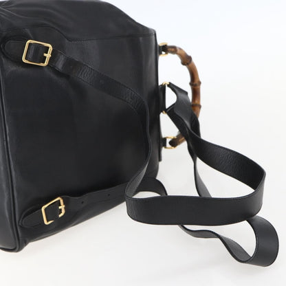 Gucci Vintage Bamboo Backpack Leather, BLACK, LEATHER, Backpack