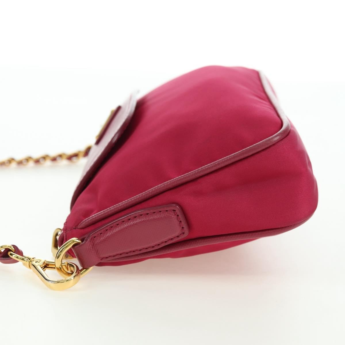 Prada Chain Crossbody Bag Tessuto and Saffiano Leather, Pink, Nylon, Shoulder Bag