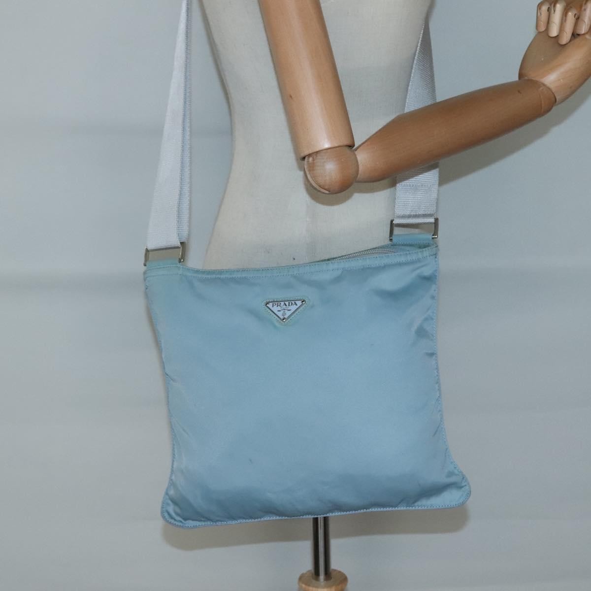 Prada Flat Messenger Bag Tessuto, Blue, Nylon, Shoulder Bag