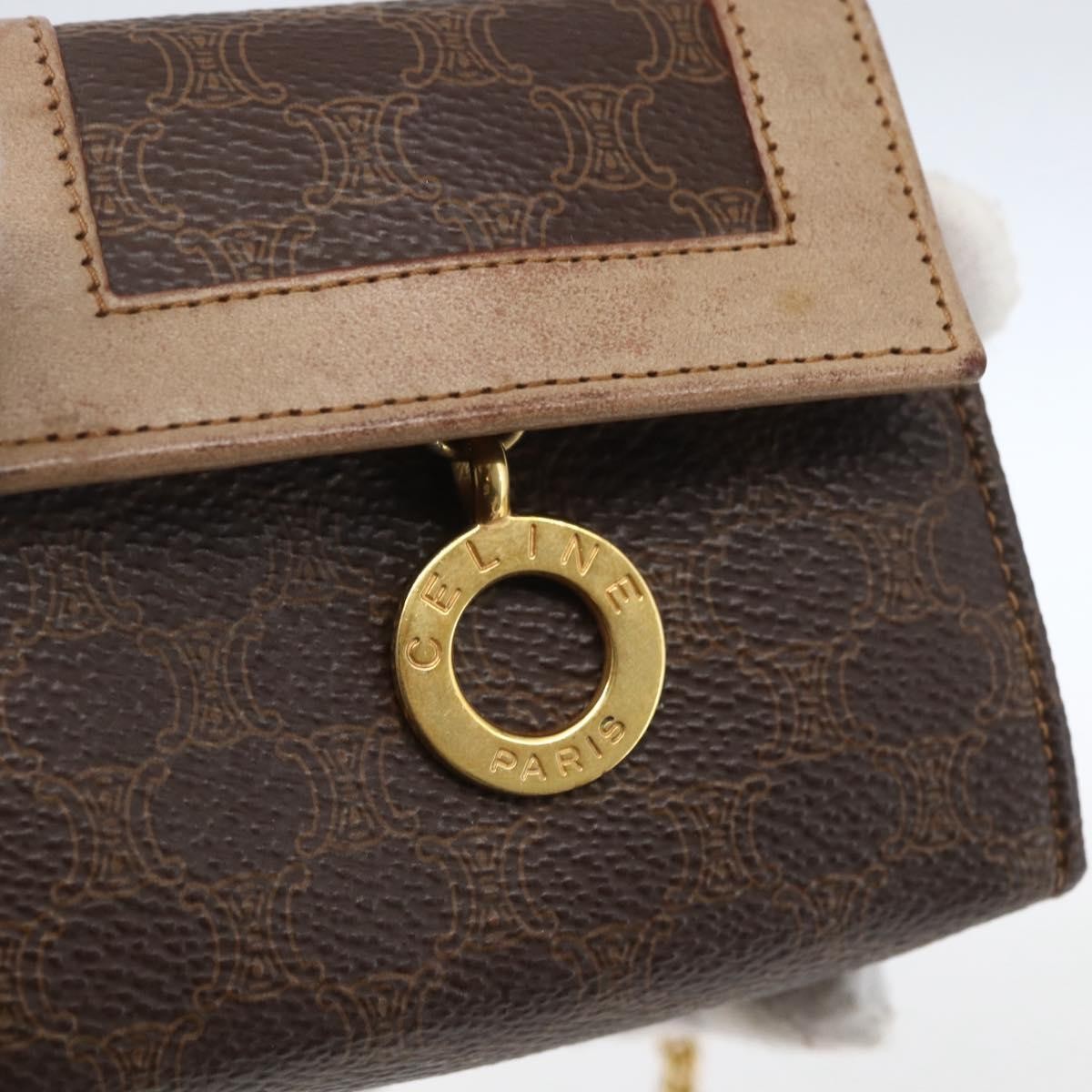 Celine Vintage Macadam Shoulder Bag Canvas and Leather, BROWN, CANVAS, Shoulder bag