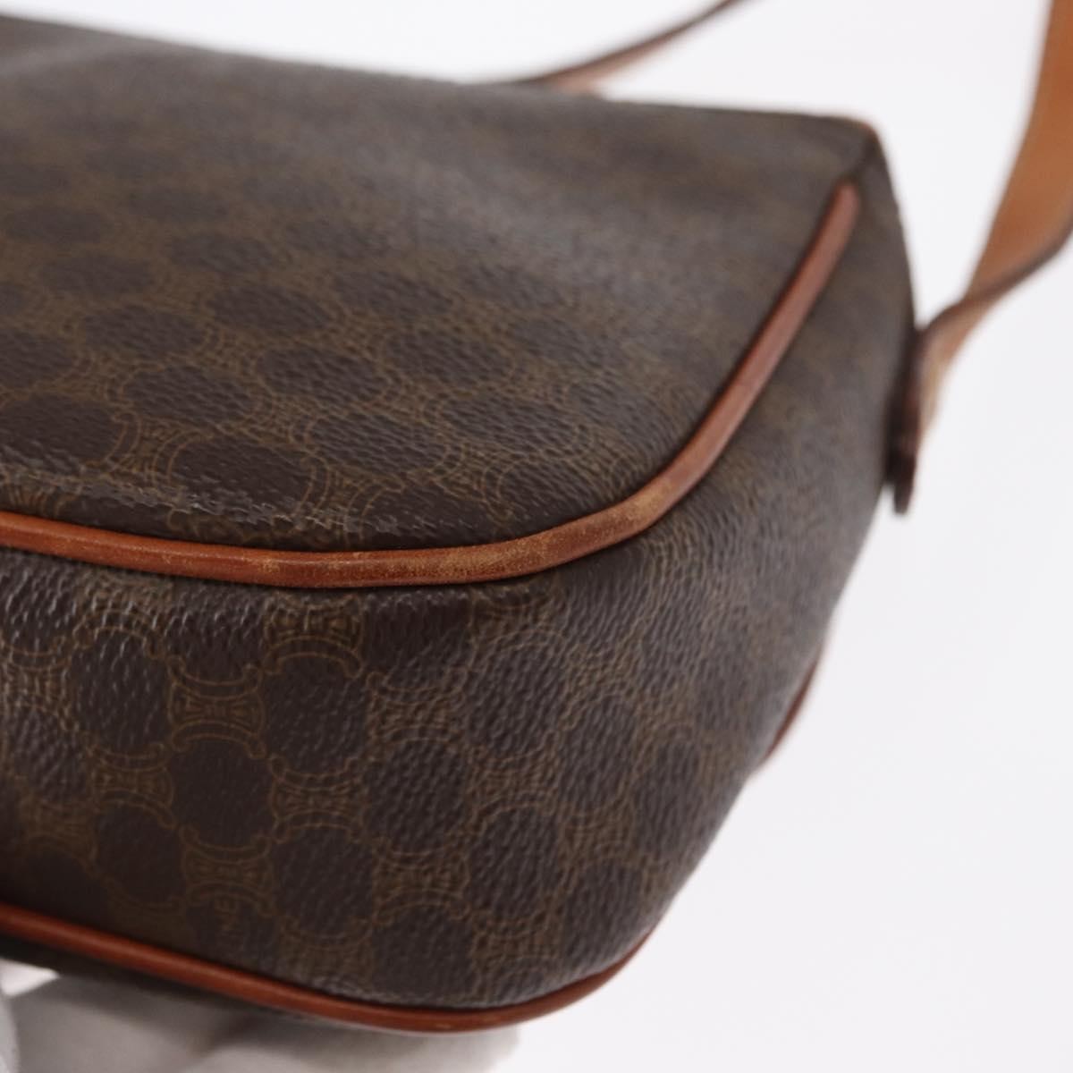 Celine Vintage Macadam Shoulder Bag Canvas and Leather, BROWN, CANVAS, Shoulder bag