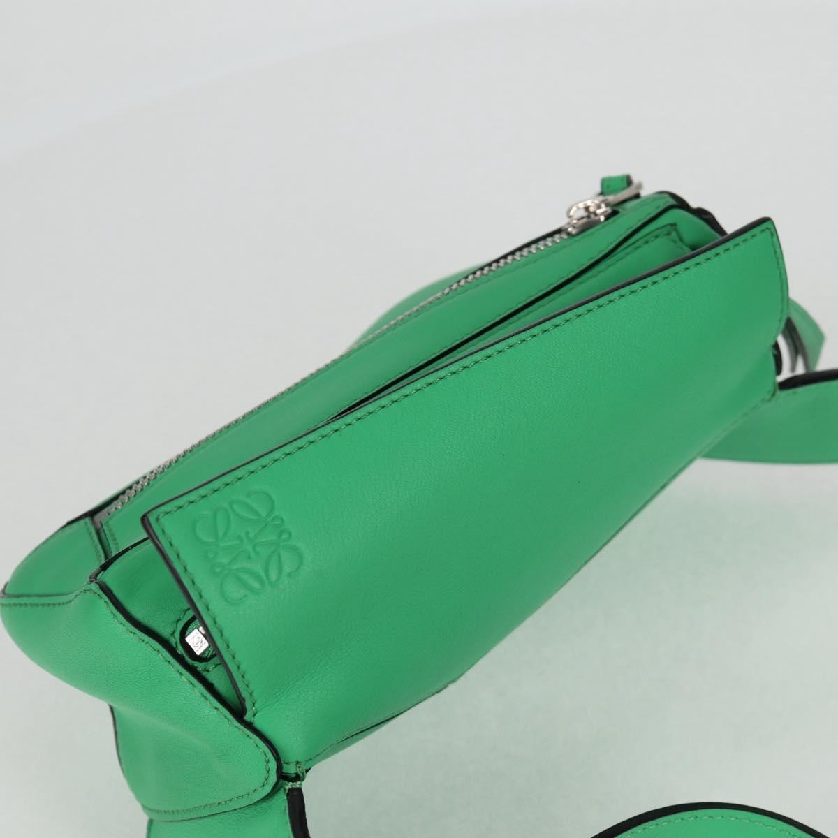 Loewe Puzzle Bumbag Leather, GREEN, LEATHER, Crossbody bag