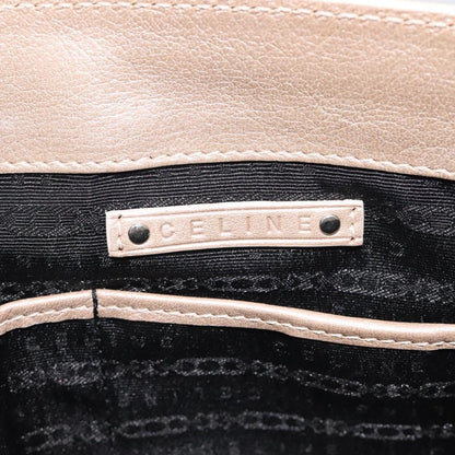 Celine Boogie Satchel Leather, GOLD, LEATHER, Handbag