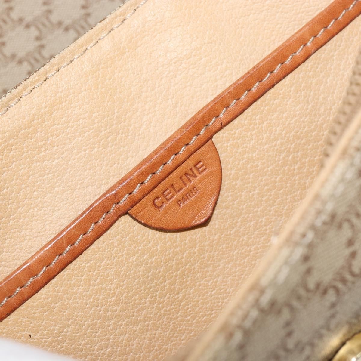 Celine Vintage Macadam Handbag Canvas, BEIGE, CANVAS, Handbag