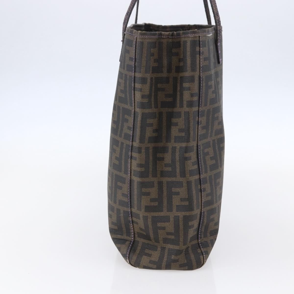 Fendi Compartment Shopping Tote Zucca Coated Canvas, BLACK, PVC, Tote bag