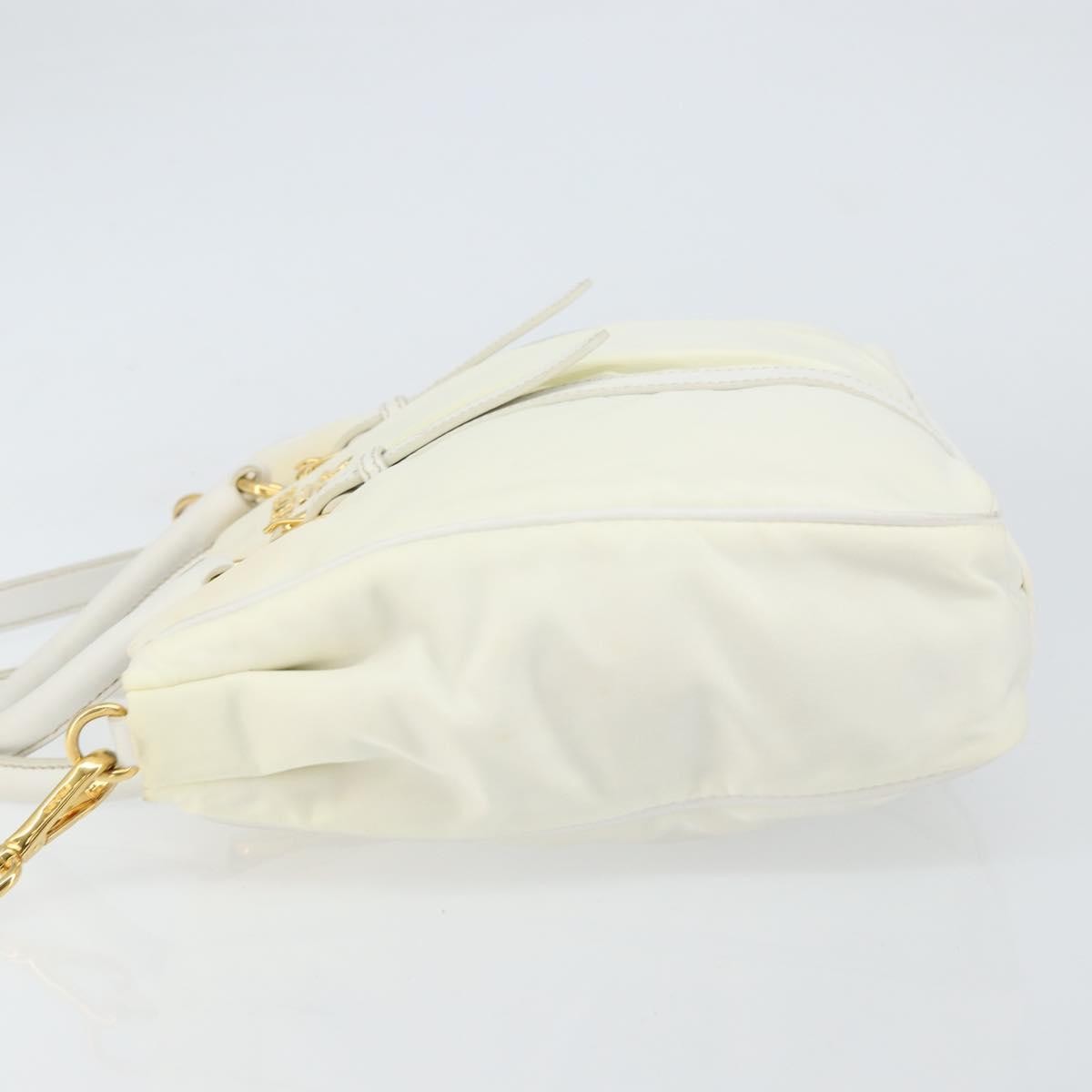 Prada Vintage Tote Tessuto with Leather, WHITE, NYLON, Tote bag