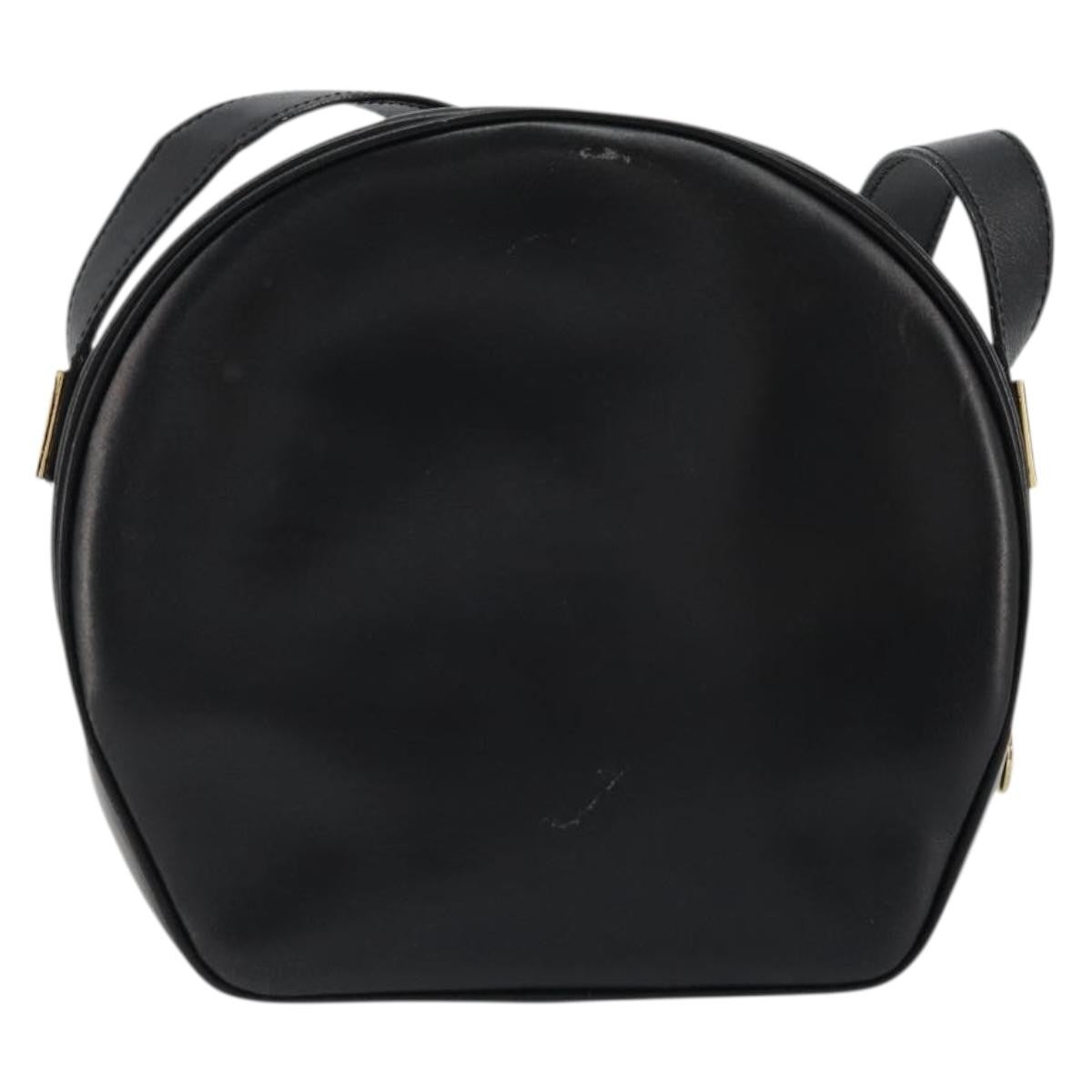 Celine Circle Logo Shoulder Bag Leather, Black, Leather, Shoulder Bag