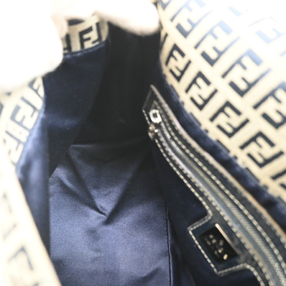 Fendi Mamma Baguette Zucca canvas, NAVY, CANVAS, Shoulder bag
