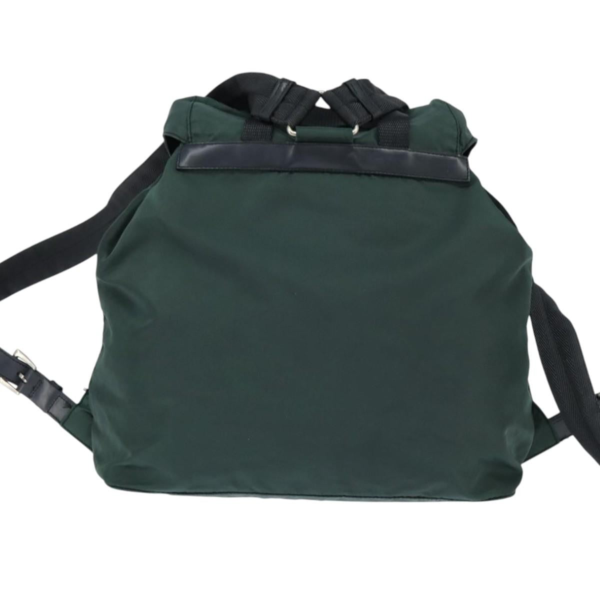Prada Vela Double Front Pocket Backpack Tessuto with Saffiano Leather, Khaki, Nylon, Backpack