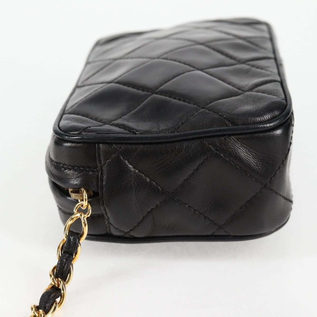 Chanel Vintage Diamond CC Camera Bag Quilted Lambskin, Black, Leather, Clutch