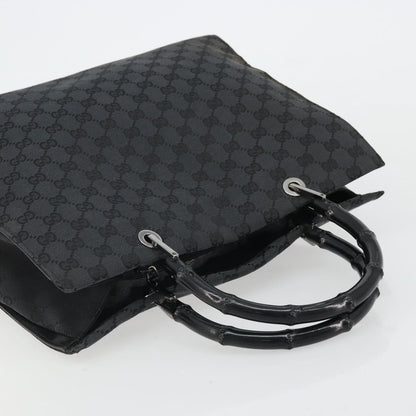Gucci Vintage Bamboo Handle Tote GG Nylon, Black, Nylon, Tote Bag