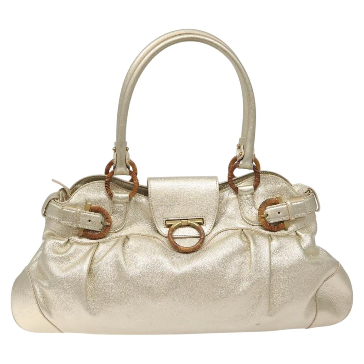Salvatore Ferragamo Marisa Satchel Leather, GOLD, LEATHER, Shoulder bag