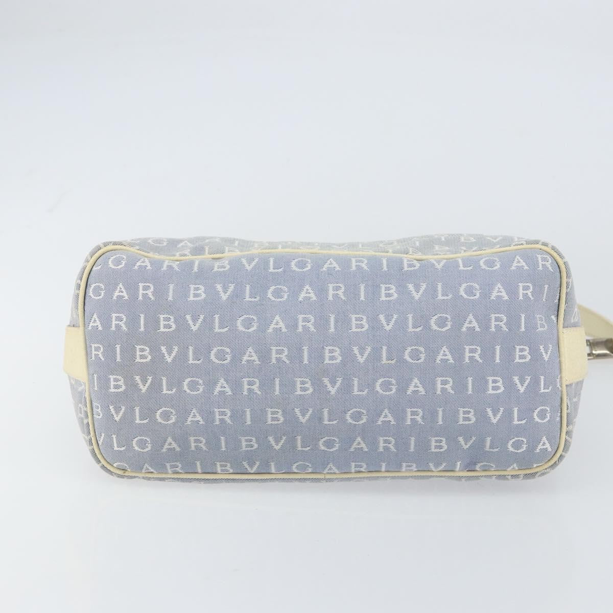 Bvlgari Logomania Shoulder Bag Canvas with Leather, BLUE, CANVAS, Shoulder bag